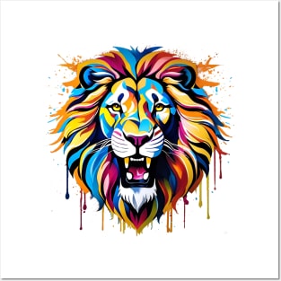 Lion Head Dripping Rainbow Graffiti Posters and Art